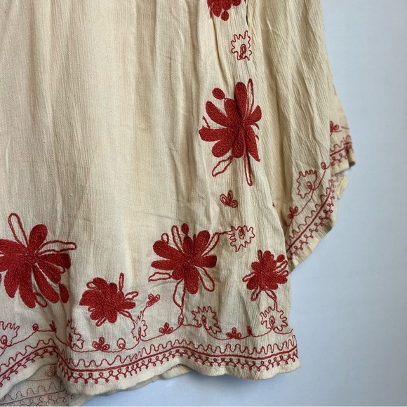Free People Skyfall Embroidered Tunic Dress Sz M Cream Boho Bell Sleeve READ - Picture 12 of 16